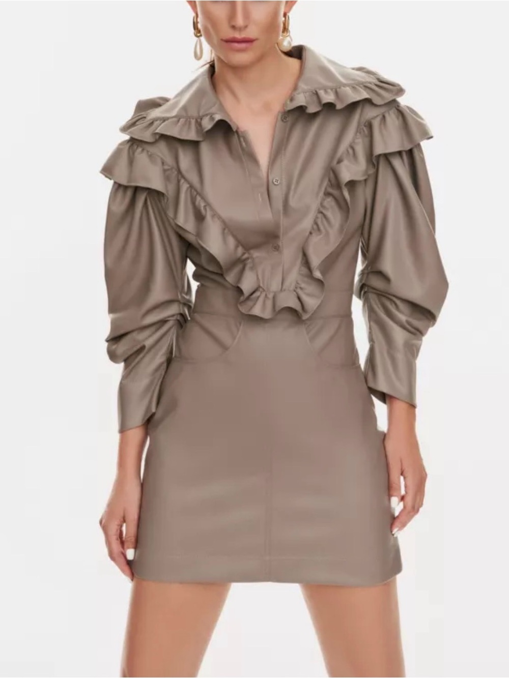 PHILOSOPHY DI LORENZO SERAFINI Mini Dress IT40 US4 S Ruffle 3/4 Sleeve
